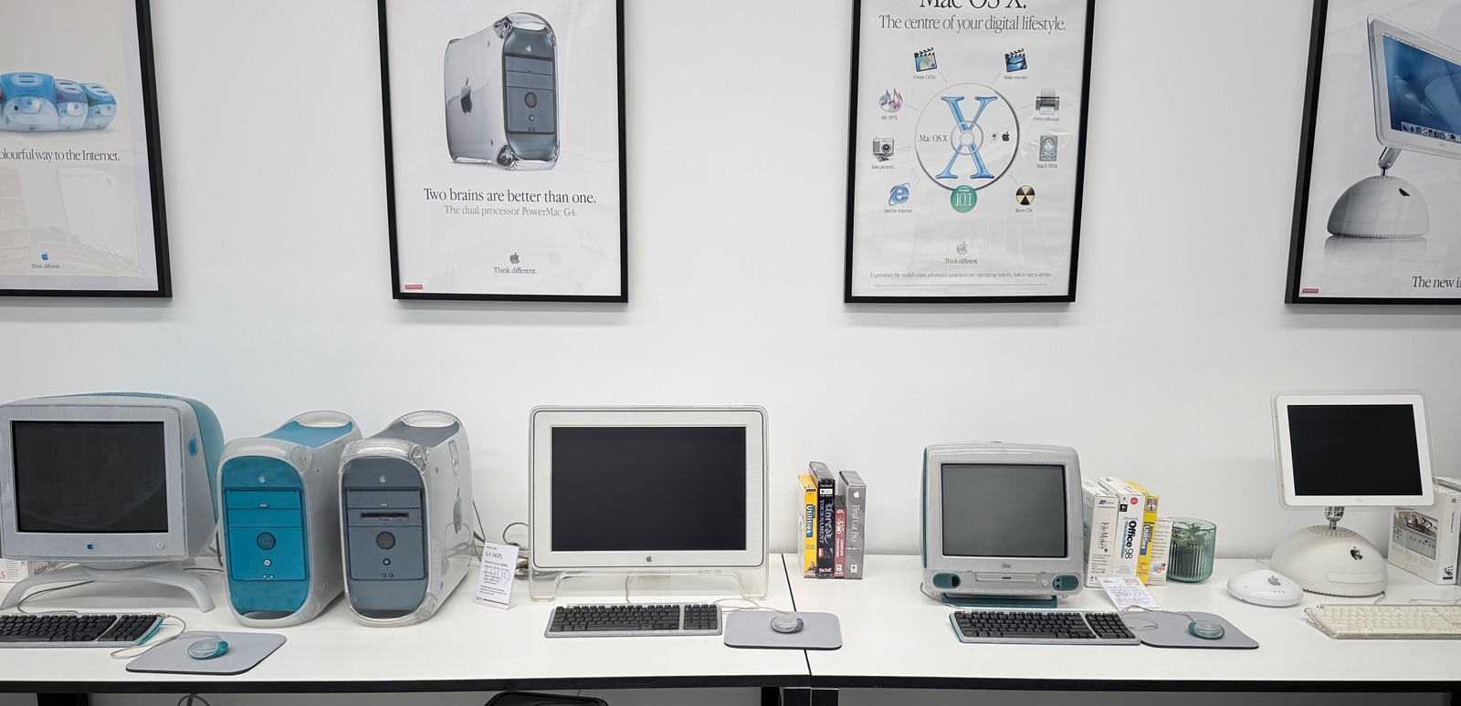 iMac G3, Power Mac G3, and iMac G4 systems on display at MAC Museum